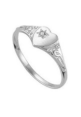 terrific little gold rhodium plated heart white gold baby ring